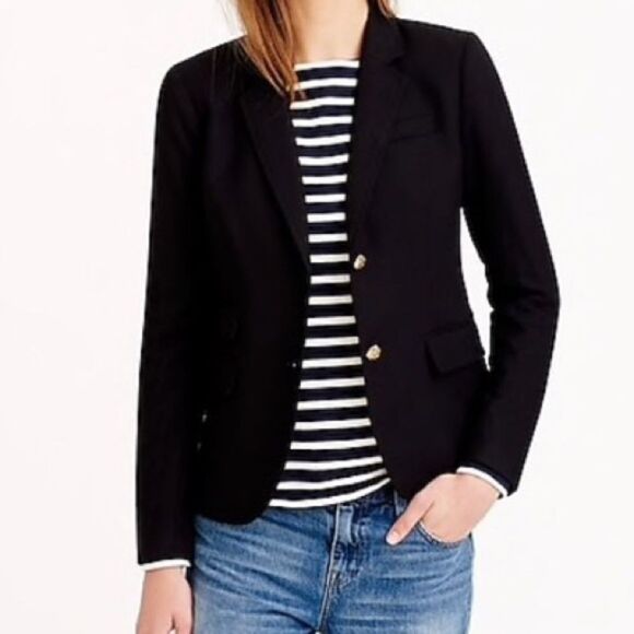J. Crew Schoolboy Blazer Black Wool Gold Button Jacket Preppy Women’s Size 2 - Picture 13 of 13